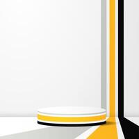 Abstract round podium on a light background with abstract contrasting lines. Vector illustration