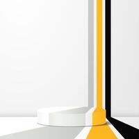 Abstract round podium on a light background with abstract contrasting lines. Vector illustration