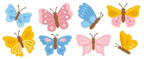 set of cute butterflies vector