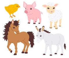 conjunto de animales de granja vector