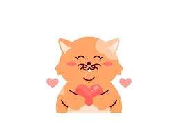 un ilustración de un linda gato participación un corazón o un símbolo de amor. divertido, lindo, y adorable gato personaje. animales y amor. gráfico elementos de san valentin día. ilustración diseño para póster vector