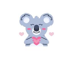 An illustration of a cute koala holding a heart or symbol of love. funny, cute, and adorable Koala character. animals and love. graphic elements of Valentines Day. Illustration design for poster vector