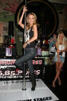 April Scott demonstrating her moves on a Stripper Pole by Platinum Stages GBK MTV Movie Awards Gifting Suites  Crimson  Opera Los Angeles,  CA May 30, 2008 photo