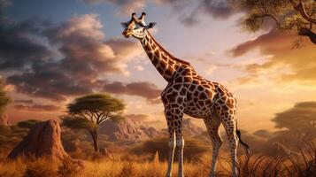 AI generated giraffe high quality image photo