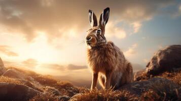 AI generated hare high quality image photo