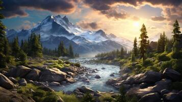 AI generated Nature Landscapes background photo