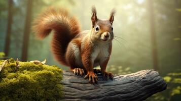 AI generated a squirrel is sitting on a tree branch photo