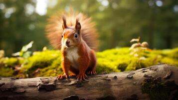 AI generated a squirrel is sitting on a tree branch photo