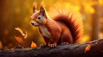 AI generated a squirrel is sitting on a tree branch photo