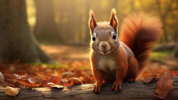 AI generated a squirrel is sitting on a tree branch photo