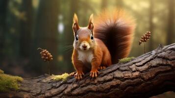 AI generated a squirrel is sitting on a tree branch photo