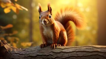 AI generated a squirrel is sitting on a tree branch photo