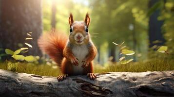 AI generated a squirrel is sitting on a tree branch photo