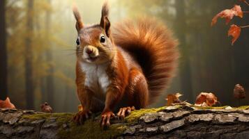 AI generated a squirrel is sitting on a tree branch photo