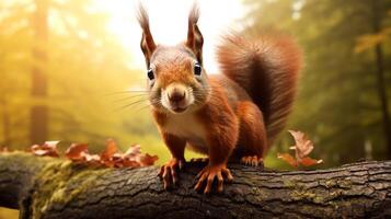 AI generated a squirrel is sitting on a tree branch photo