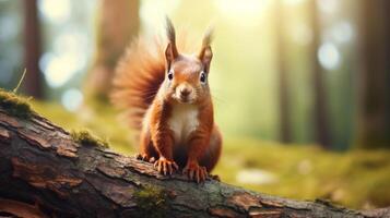 AI generated a squirrel is sitting on a tree branch photo