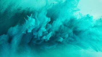 AI generated Turquoise color powder splash background photo