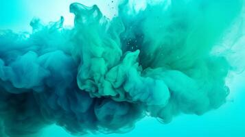 AI generated Turquoise color powder splash background photo