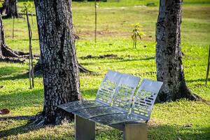 Long bench in the park photo