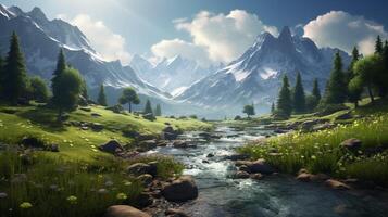 AI generated Nature Landscapes background photo