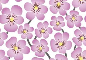 Seamless Pink Viola Pattern Vector Illustration Isolated On A White Background. Horizontally And Vertically Repeatable.