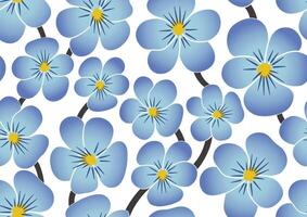 Seamless Blue Viola Pattern Vector Illustration Isolated On A White Background. Horizontally And Vertically Repeatable.