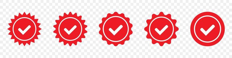 Verification red starburst sticker set vector