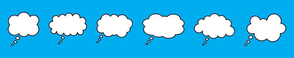 pensamiento burbuja icono, pensando nube vector icono para aplicaciones y sitios web conjunto de habla burbujas hablar burbuja texto, dibujos animados chateando caja, mensaje caja.