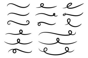 Underline text. Hand drawn collection of curly swishes, swashes, swoops. Calligraphy swirl. Highlight text elements. vector