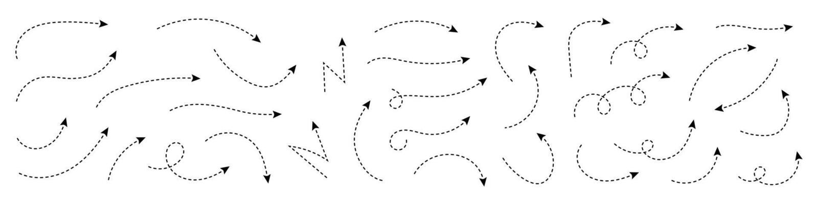 Curved dotted arrow. Zigzag arrow stripes design with dotted lines.