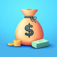 A bag of money. 3d vector, suitable for business and design elements vector