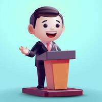 A man making a speech on a rostrum, 3d vector. Suitable for business and politics vector