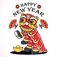 Chinese New Year, cute dragon lion dance. Suitable for logos, mascots, t-shirts, stickers and posters vector