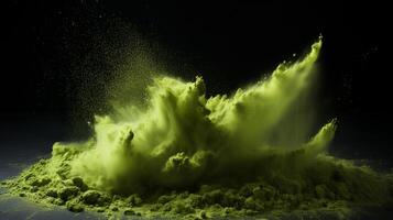 AI generated Olive color powder splash background photo