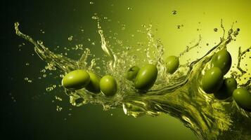 AI generated Olive color splash background photo