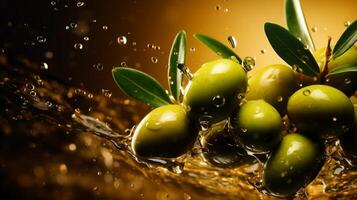 AI generated Olive color splash background photo