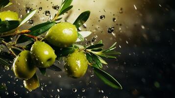 AI generated Olive color splash background photo