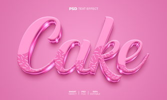 Cake 3D editable text effect psd