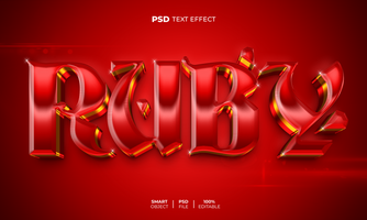 Ruby 3D editable text effect psd