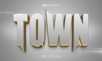 Town 3D editable text effect psd