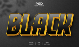 Black 3D editable text effect psd