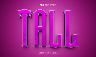 Tall 3D editable text effect psd