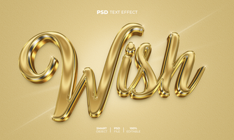 Wish 3D editable text effect psd