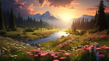 AI generated Nature Landscapes background photo