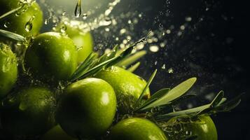 AI generated Olive color splash background photo