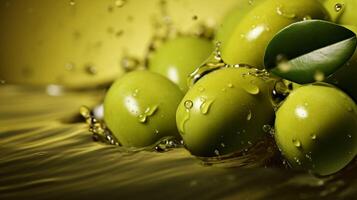 AI generated Olive color splash background photo