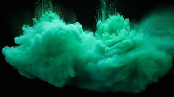 AI generated Mint color powder splash background photo