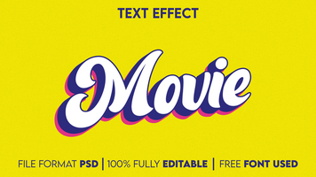 Movie 3d editable text effect psd