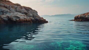 AI generated the blue water of the ocean is surrounded by cliffs video