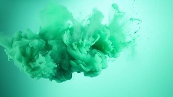 AI generated Mint color powder splash background photo